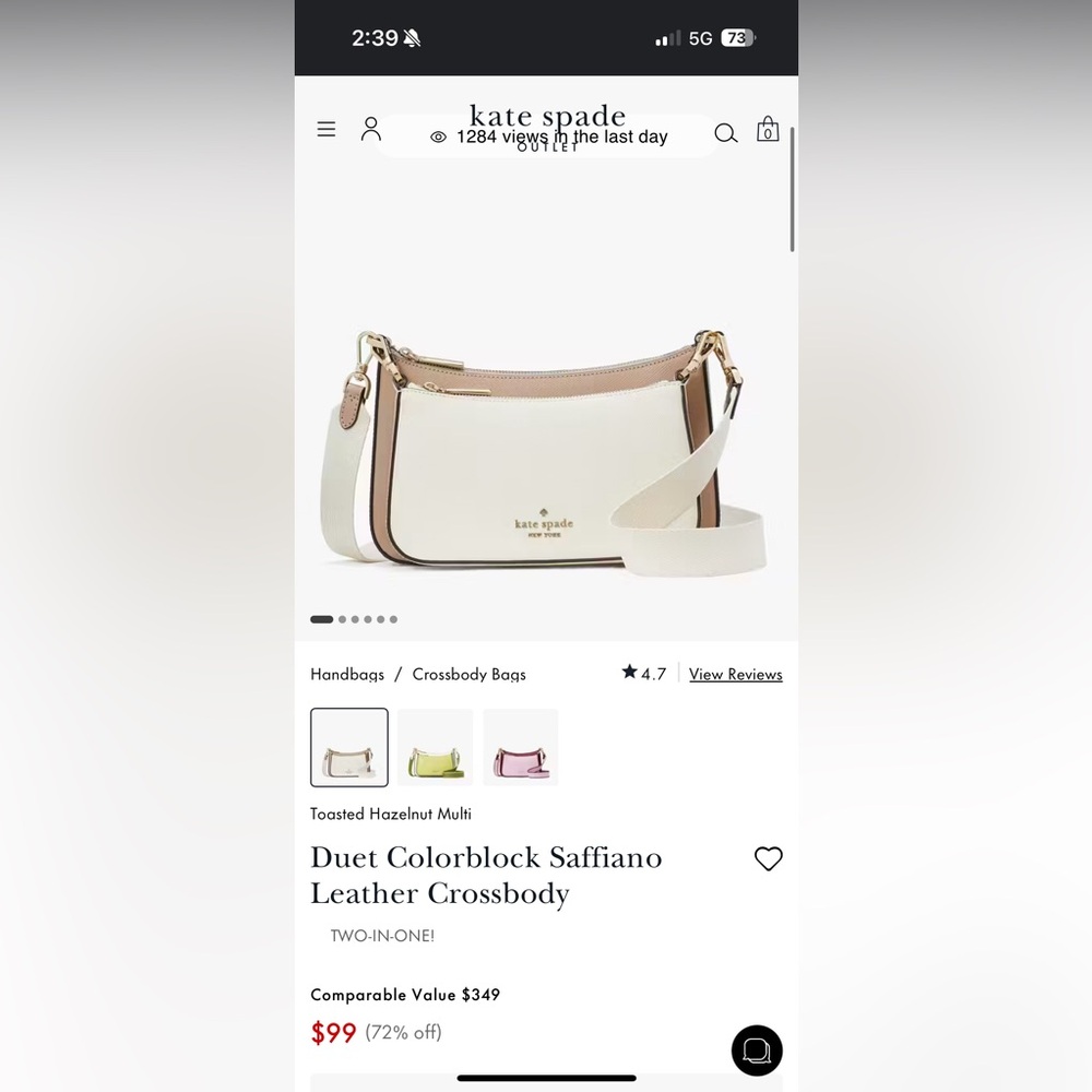 Kate spade duet color block bag